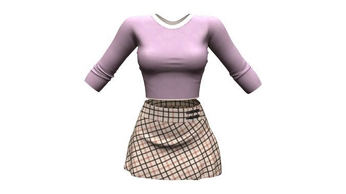 3D model Tennis Outfit Top And Skirt VR / AR / low-poly | CGTrader