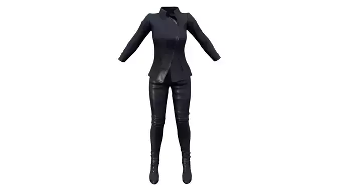 Leather Biker Jacket And Pants With Heels Outfit