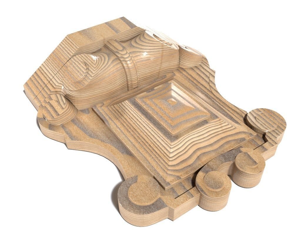 Cartouche-015 ornately carved wooden box 3D model_1