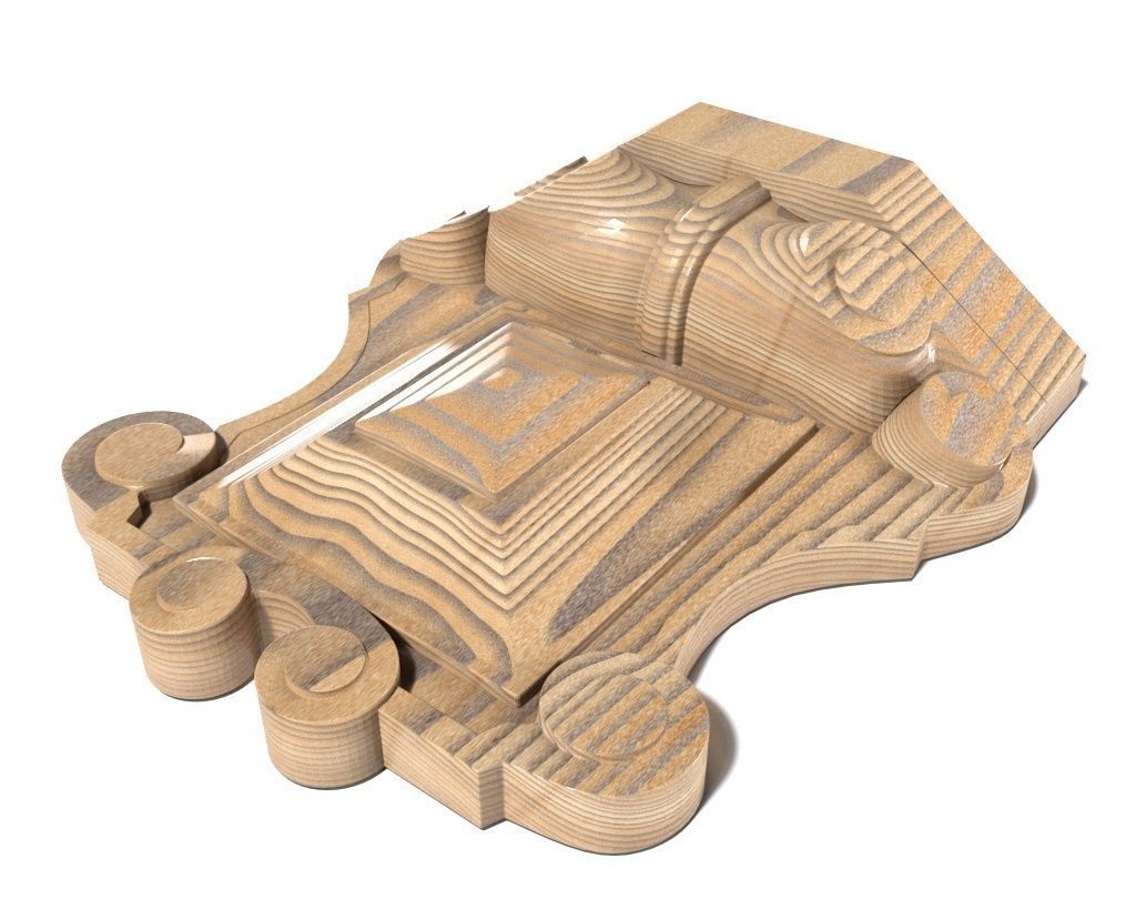 Cartouche-015 ornately carved wooden box 3D model_3