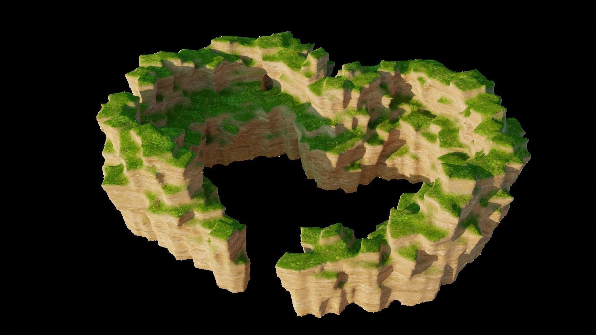 Love Hills heart shape terrain landscape and WET effect 3D model_6