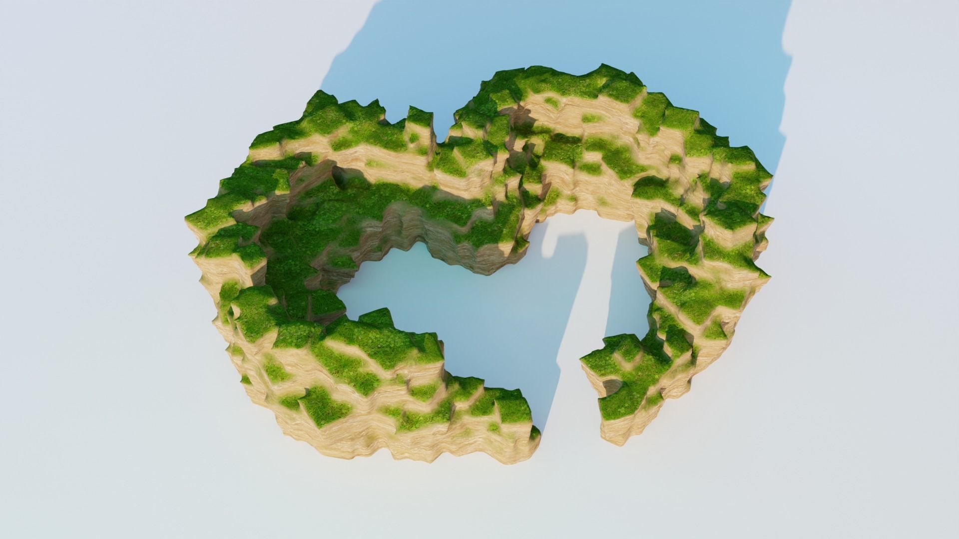 Love Hills heart shape terrain landscape and WET effect 3D model_8