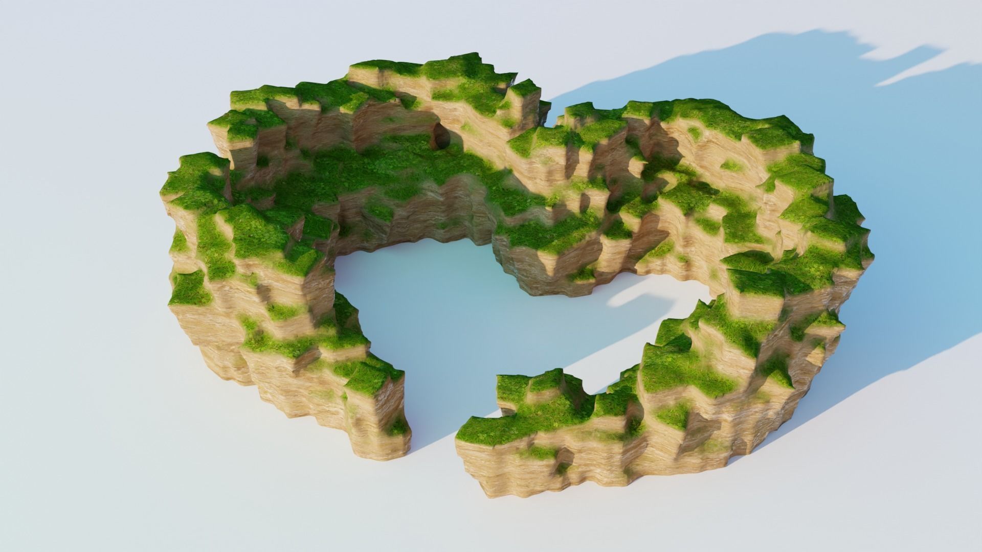 Love Hills heart shape terrain landscape and WET effect 3D model_7