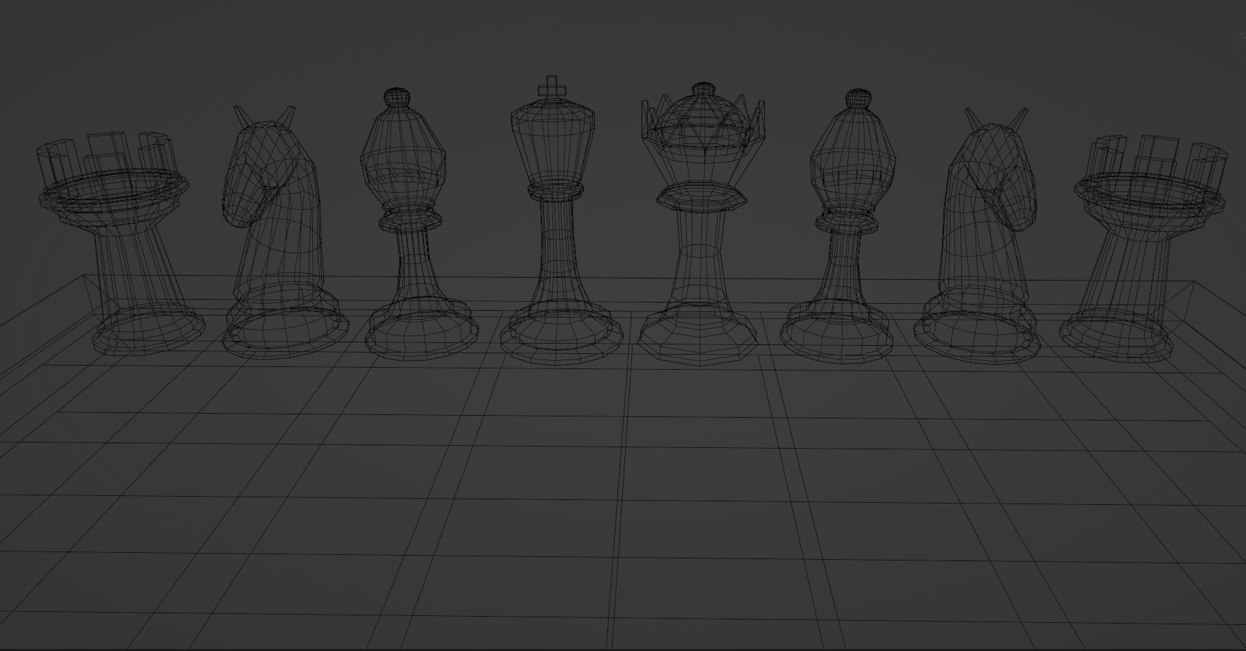 Chess Set board with pieces Low-poly 3D model_8