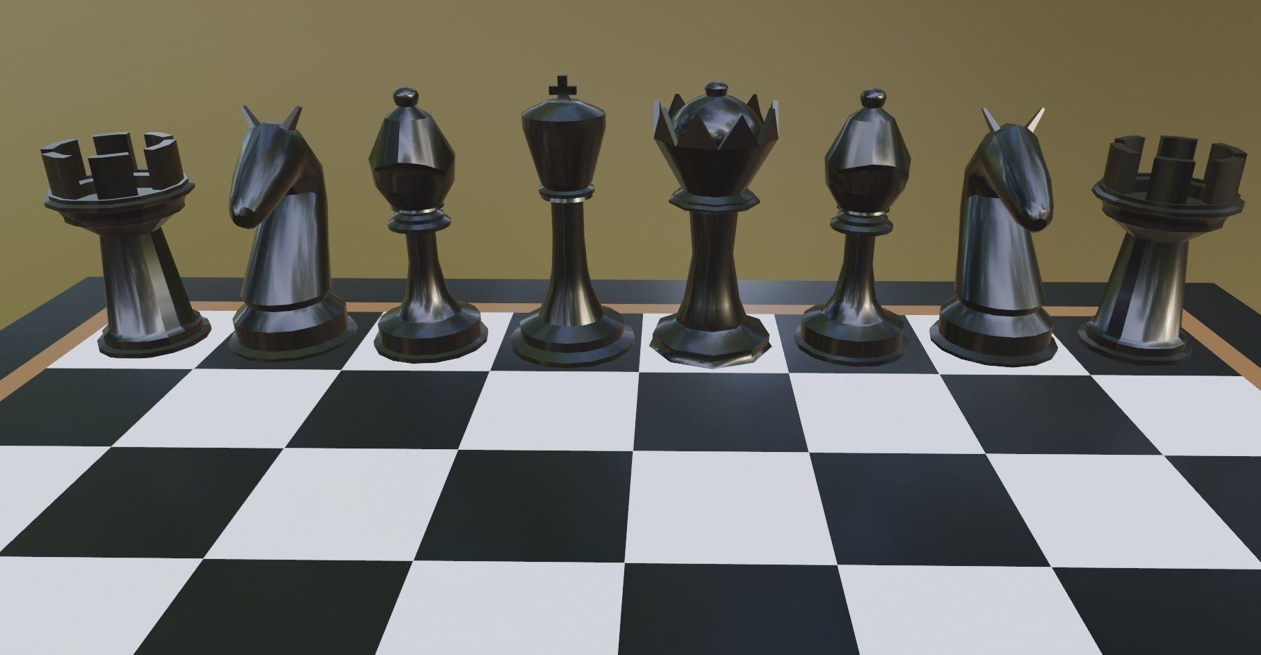Chess Set board with pieces Low-poly 3D model_7