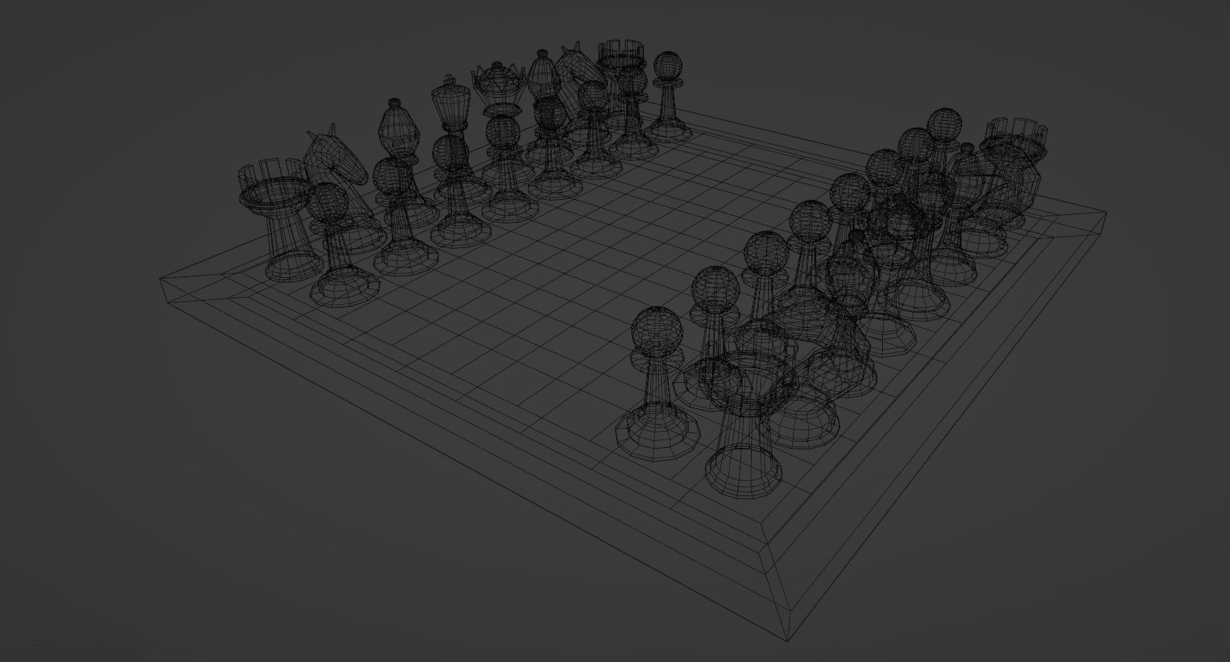 Chess Set board with pieces Low-poly 3D model_2