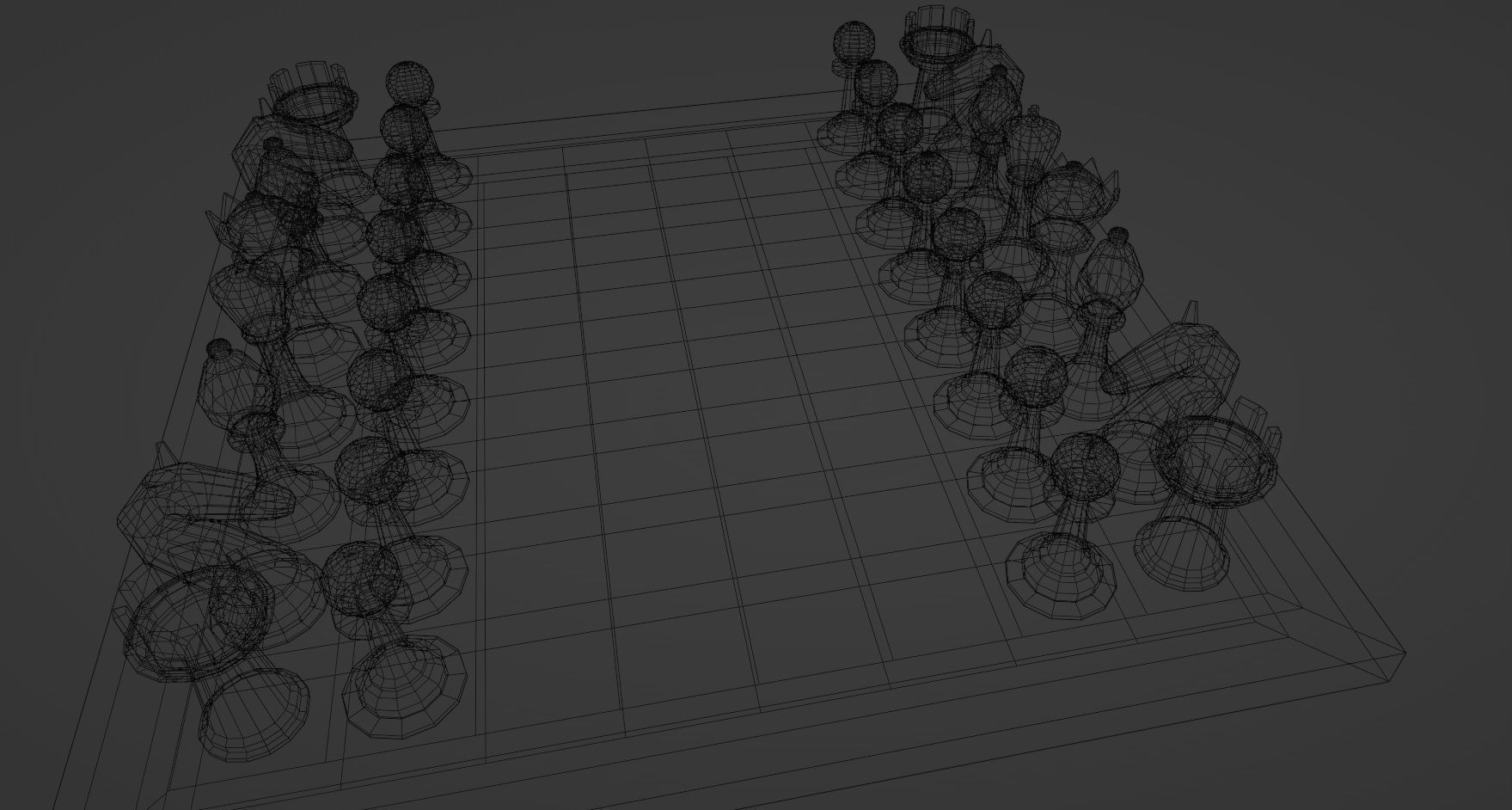 Chess Set board with pieces Low-poly 3D model_6