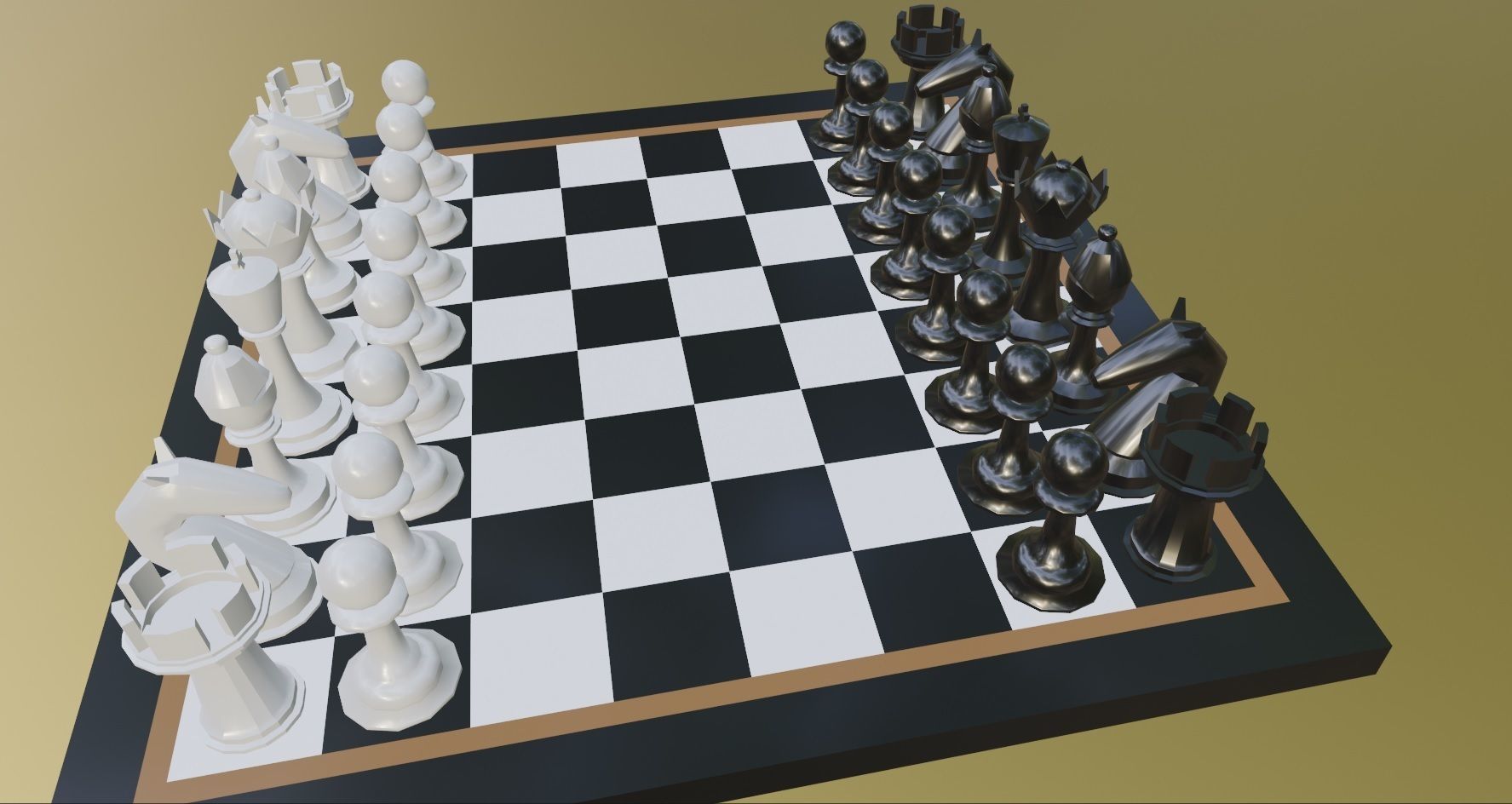 Chess Set board with pieces Low-poly 3D model_5