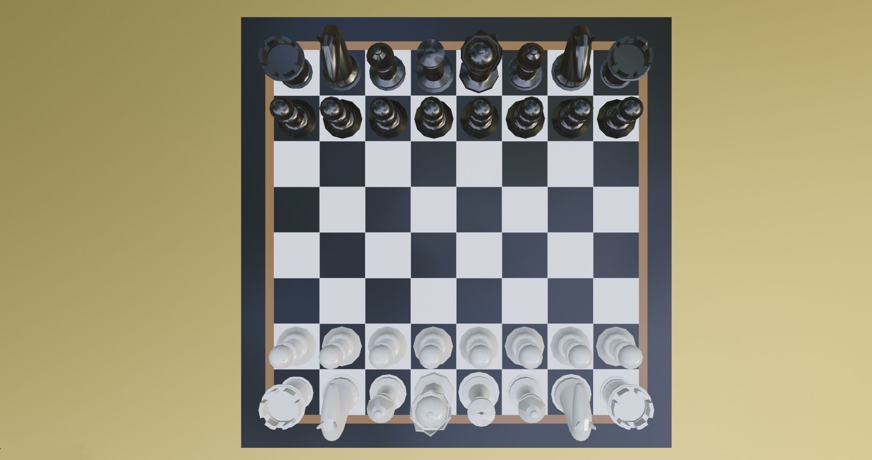 Chess Set board with pieces Low-poly 3D model_3