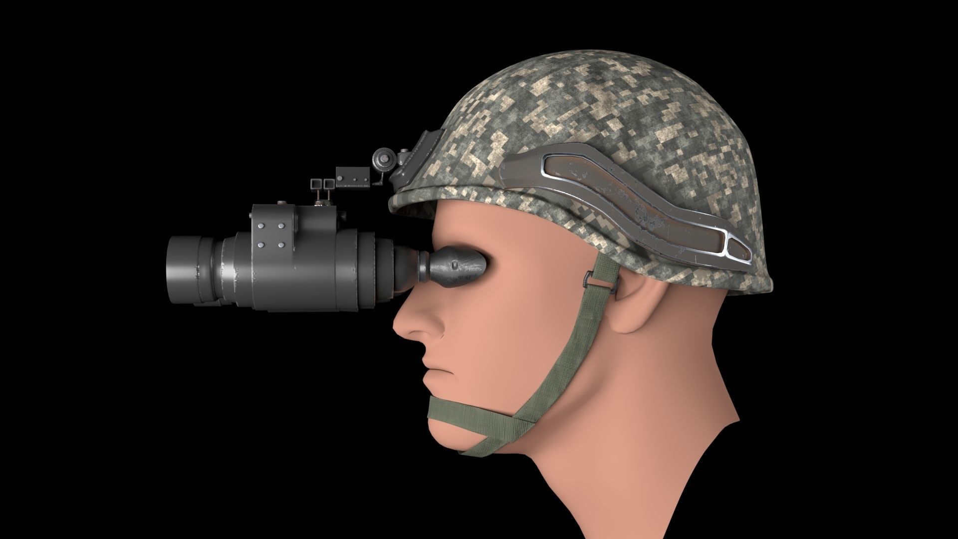 Military helmet with night vision  Goggle device  3D model_7
