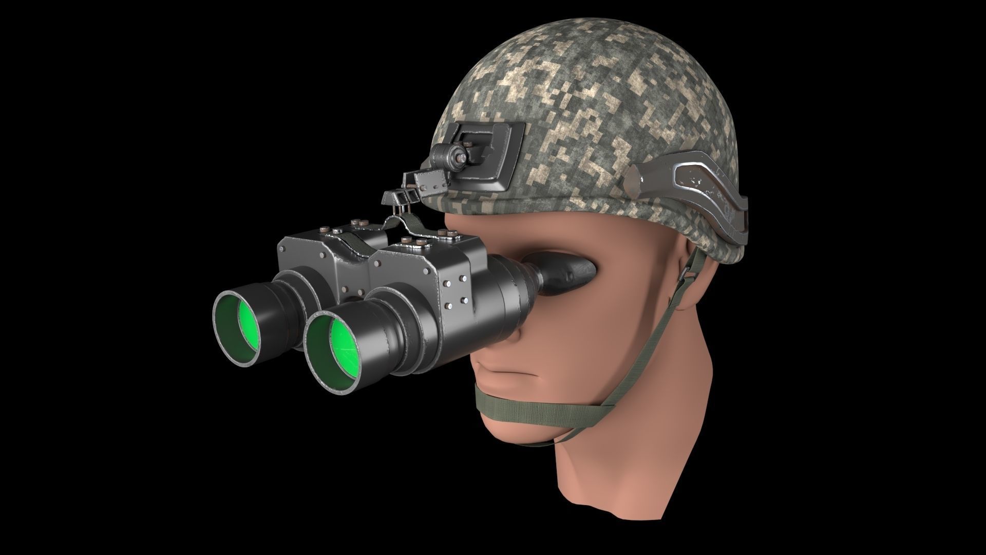 Military helmet with night vision  Goggle device  3D model_6