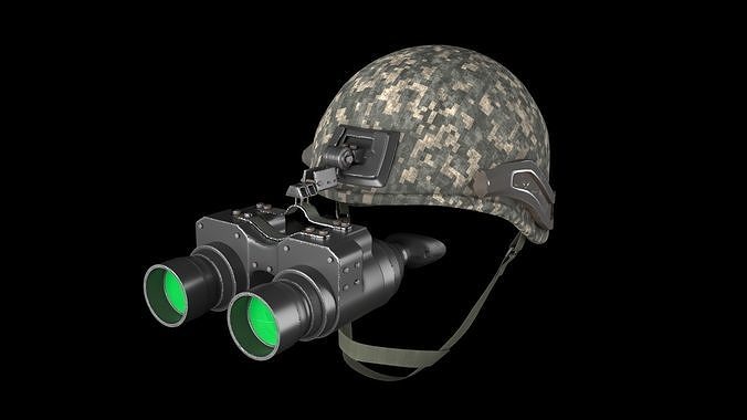 Military helmet with night vision  Goggle device  3D model