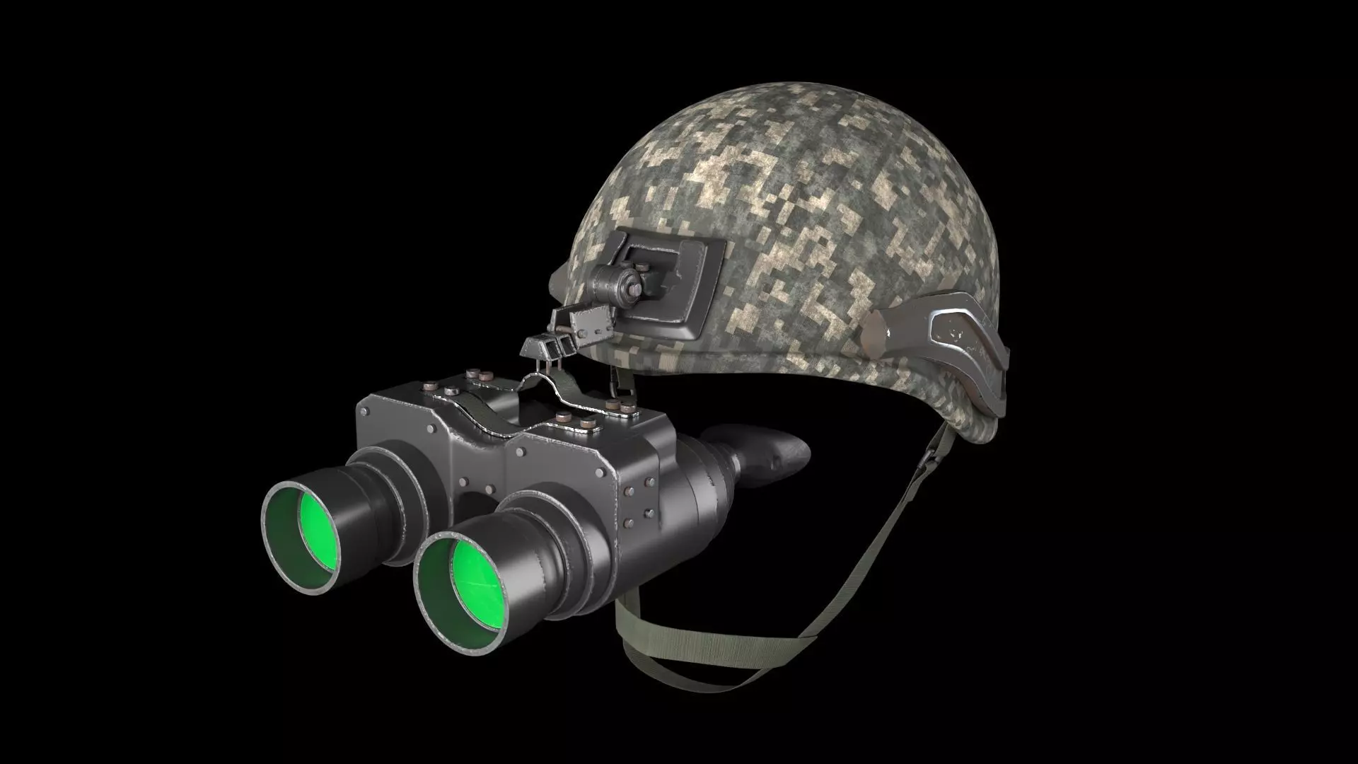 Military helmet with night vision  Goggle device  3D model_0