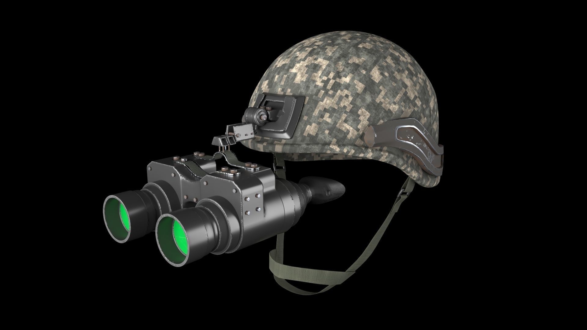 Military helmet with night vision  Goggle device  3D model_2