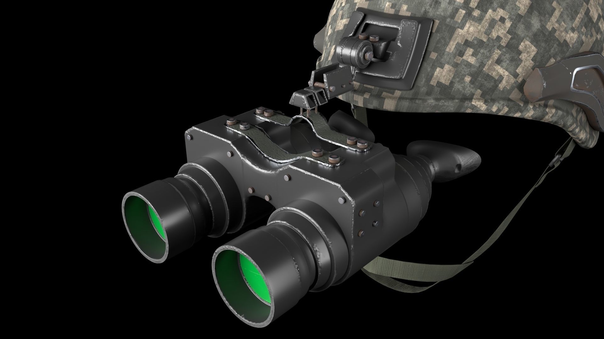 Military helmet with night vision  Goggle device  3D model_1