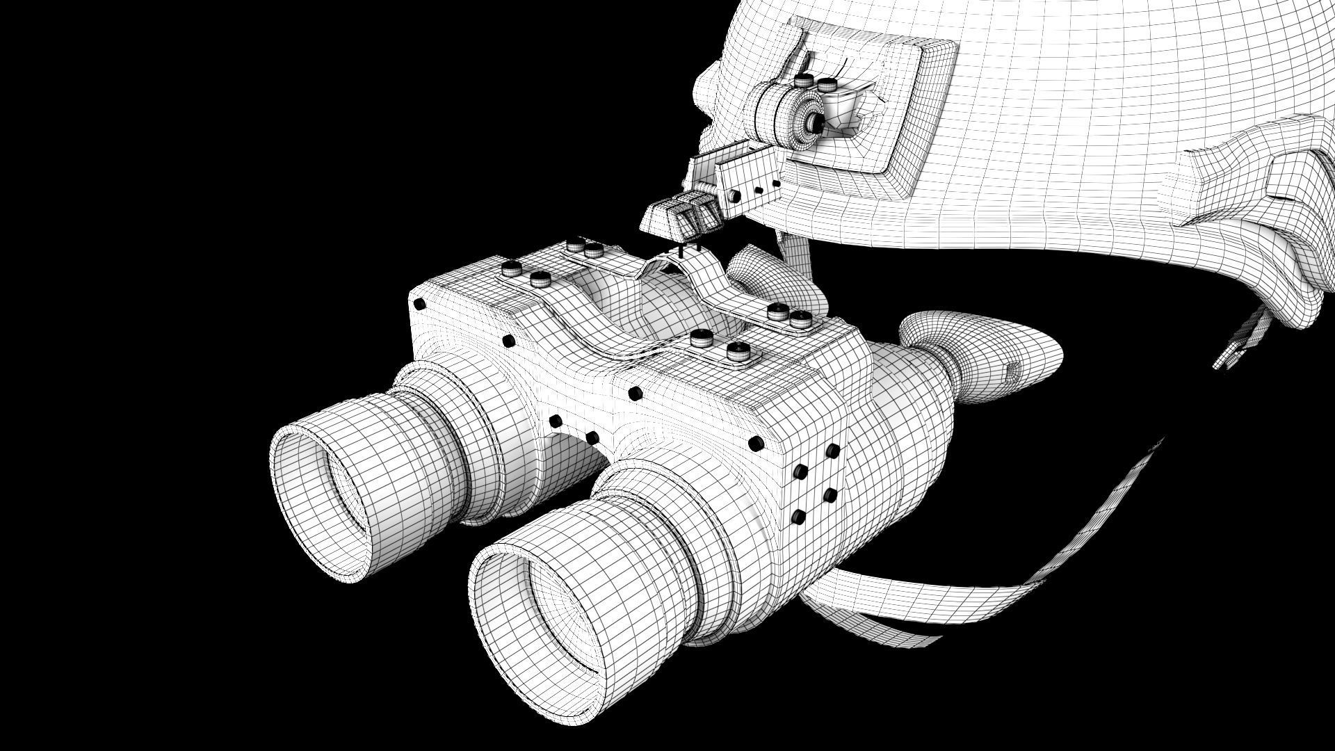 Military helmet with night vision  Goggle device  3D model_13