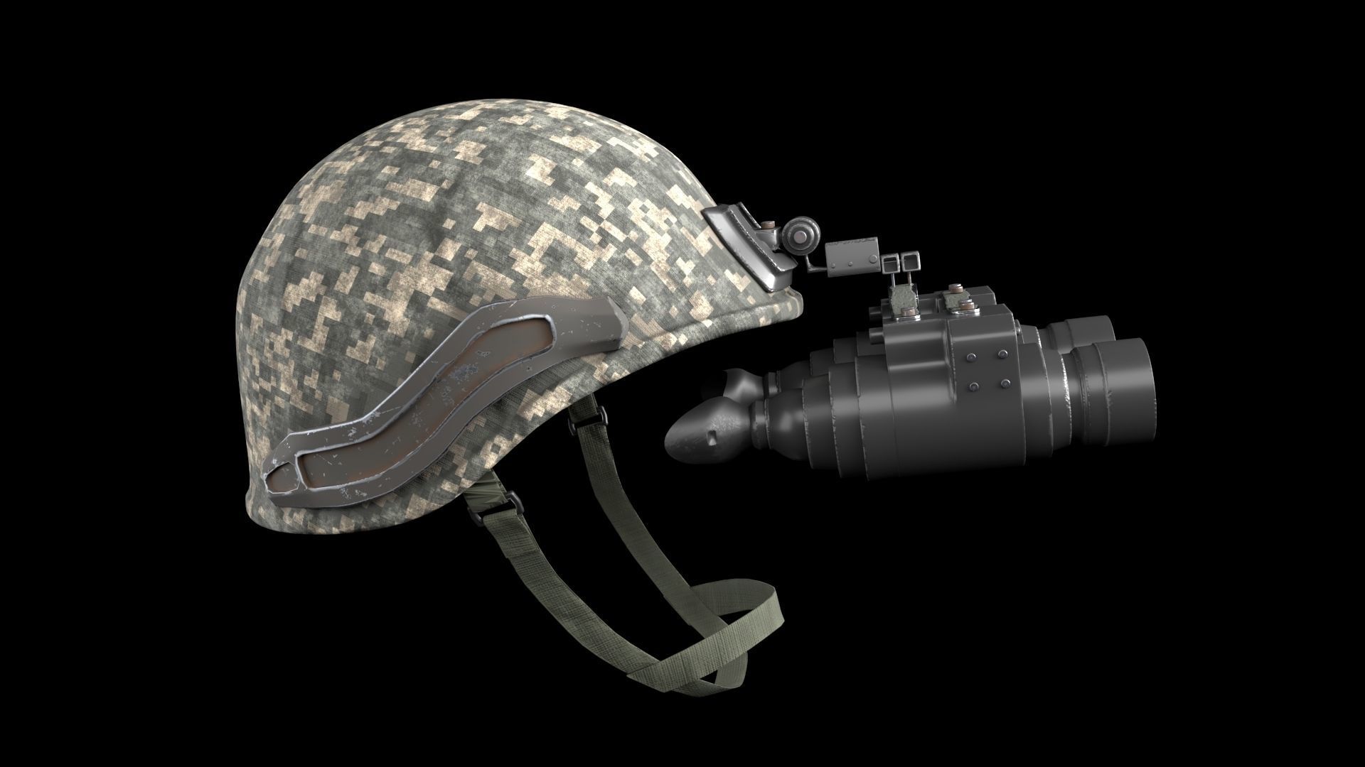 Military helmet with night vision  Goggle device  3D model_4
