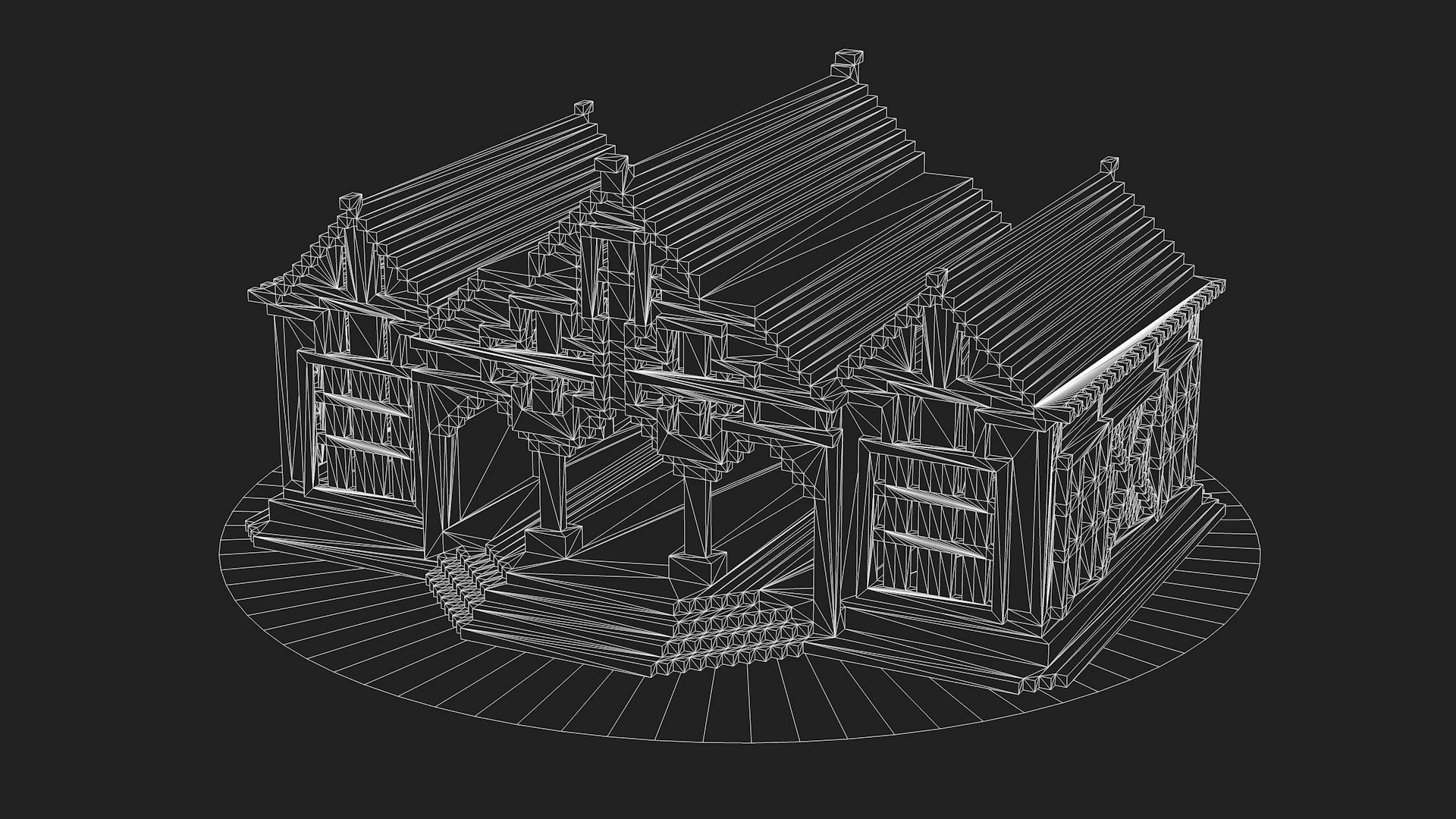 Pixel style house Low-poly 3D model_5