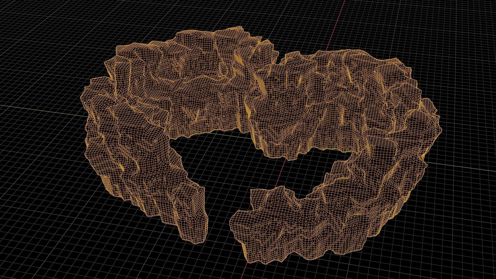Love Hills heart shape terrain landscape with snow and ice 3D model_9