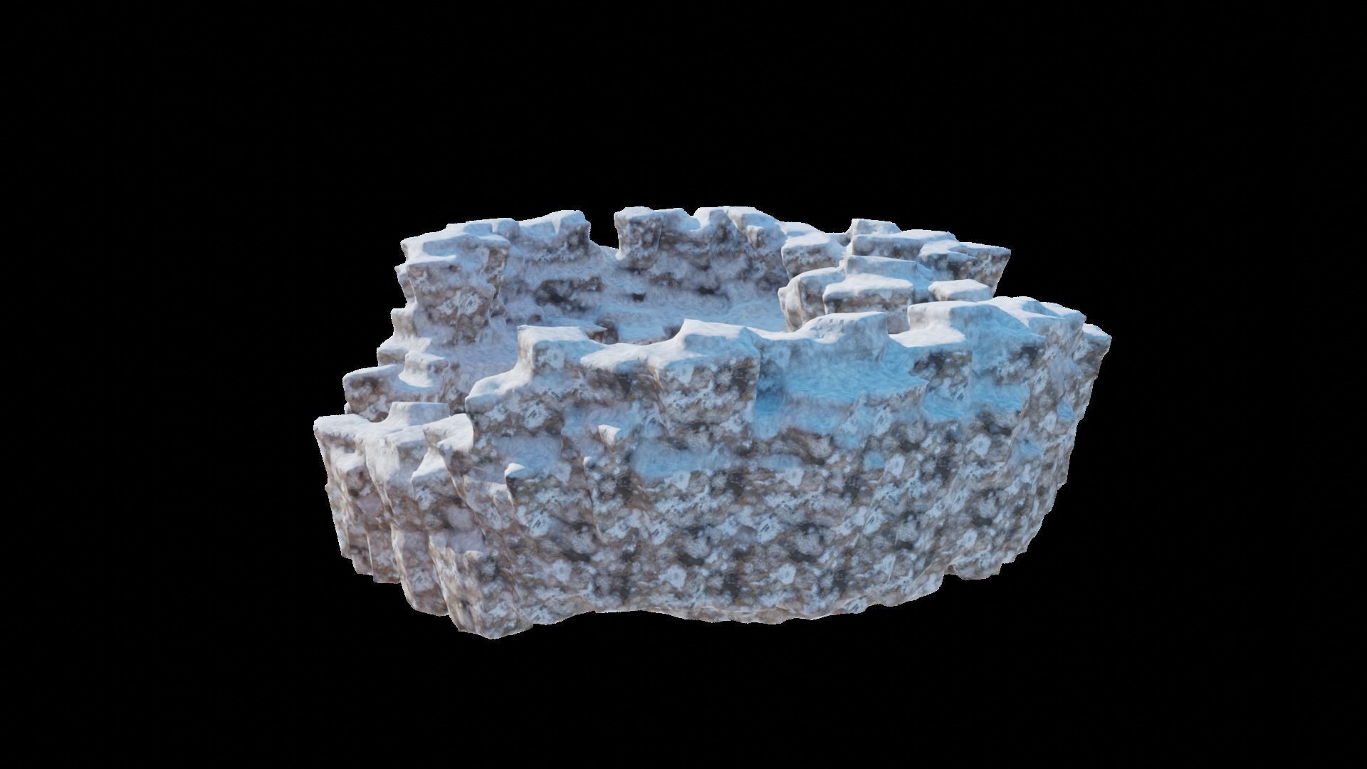 Love Hills heart shape terrain landscape with snow and ice 3D model_2