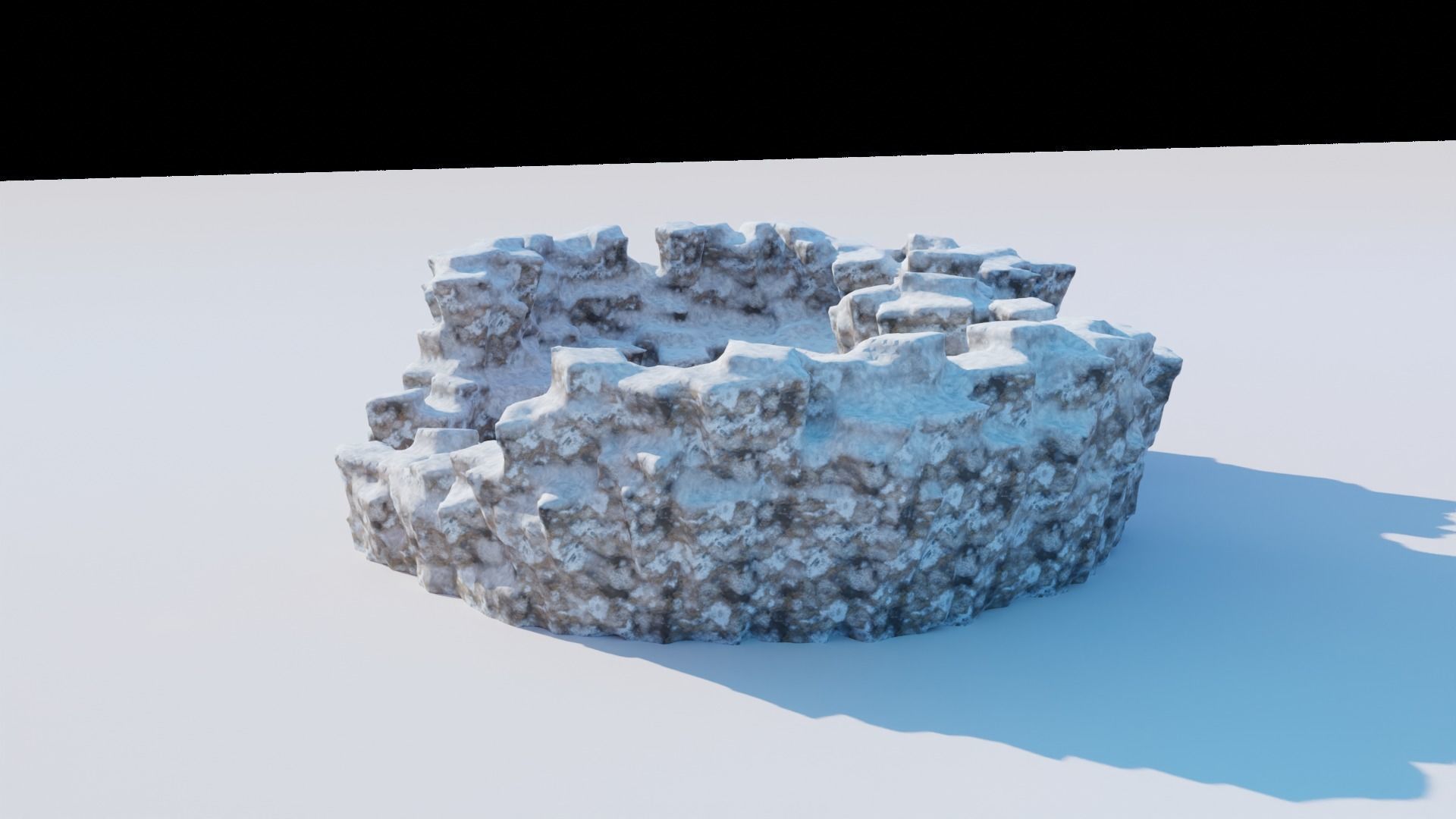 Love Hills heart shape terrain landscape with snow and ice 3D model_5