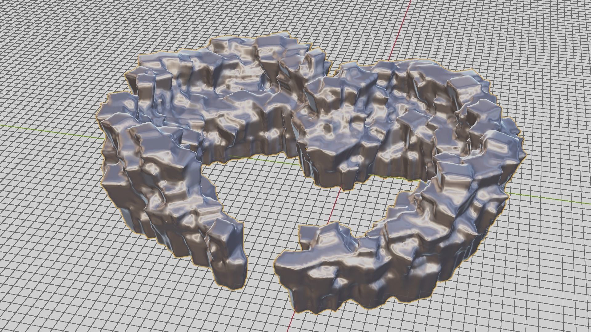 Love Hills heart shape terrain landscape with snow and ice 3D model_7