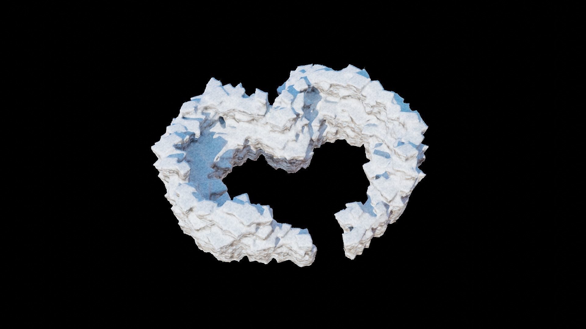 Love Hills heart shape terrain landscape with snow and ice 3D model_6