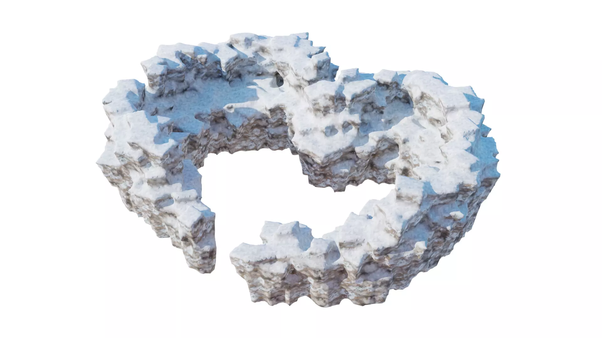 Love Hills heart shape terrain landscape with snow and ice 3D model_0