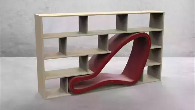 Cave Book Case Seating 3D model