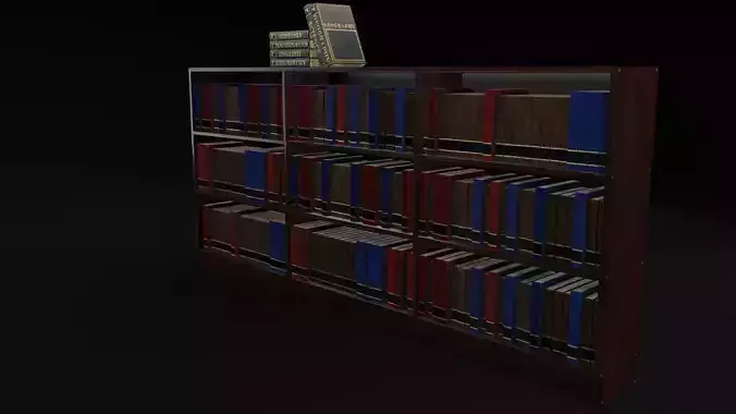 School Bookshelf Low-poly 3D model