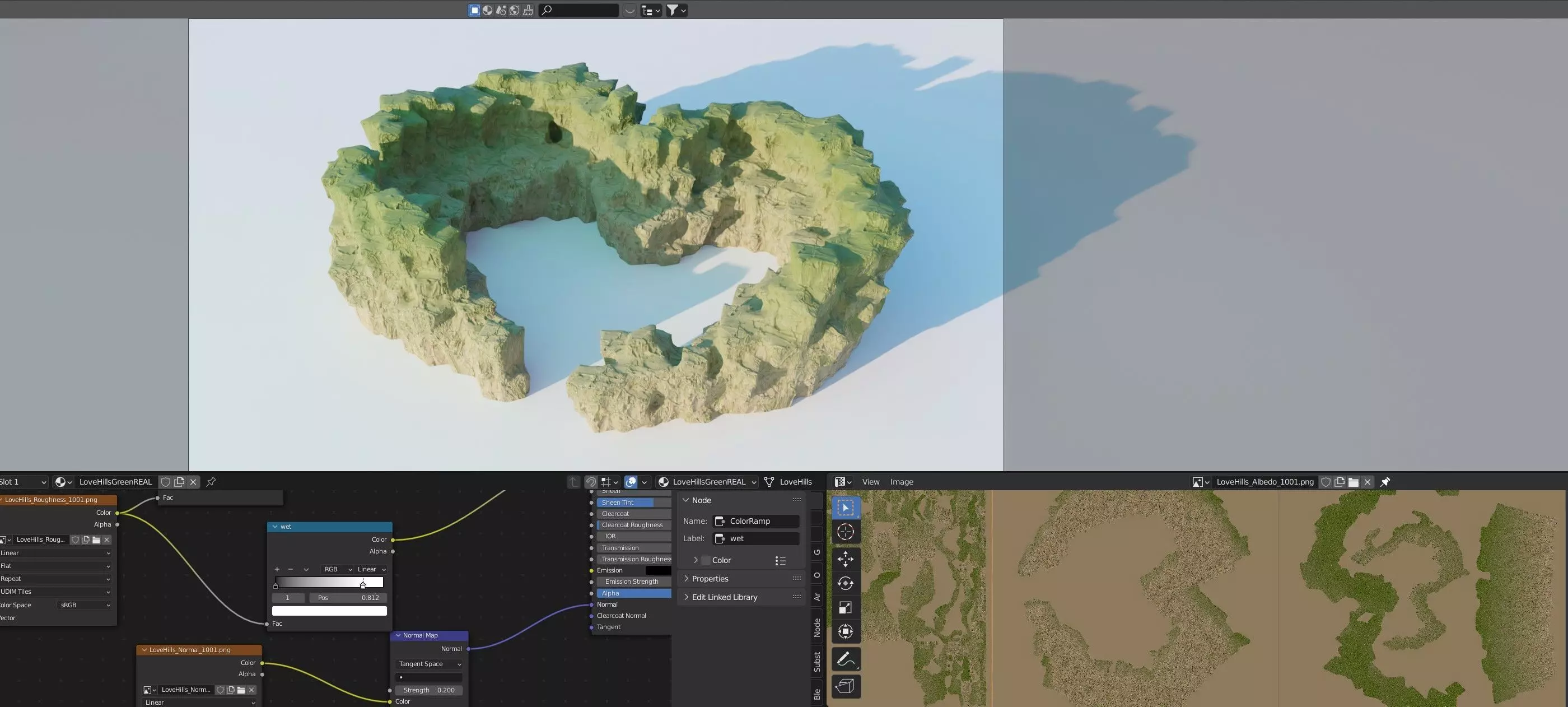 8k Love Hills heart shape terrain landscape 3D model_0