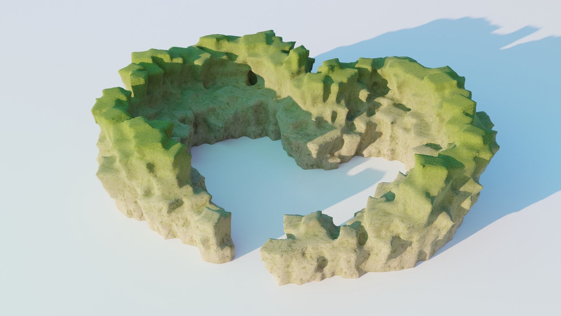 8k Love Hills heart shape terrain landscape 3D model_3