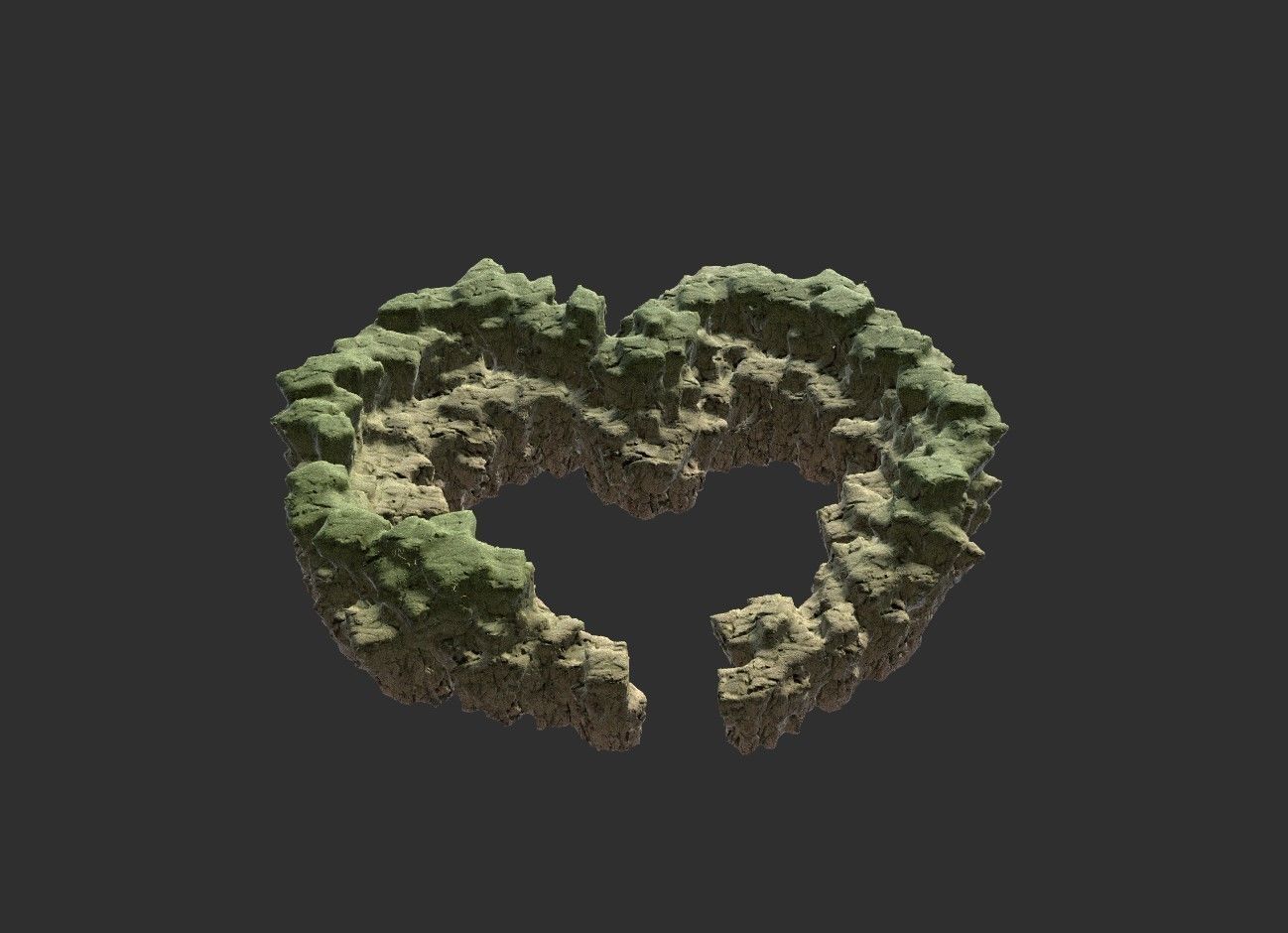 8k Love Hills heart shape terrain landscape 3D model_5