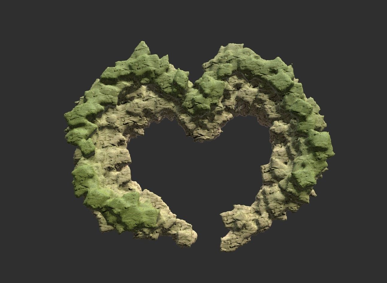 8k Love Hills heart shape terrain landscape 3D model_6