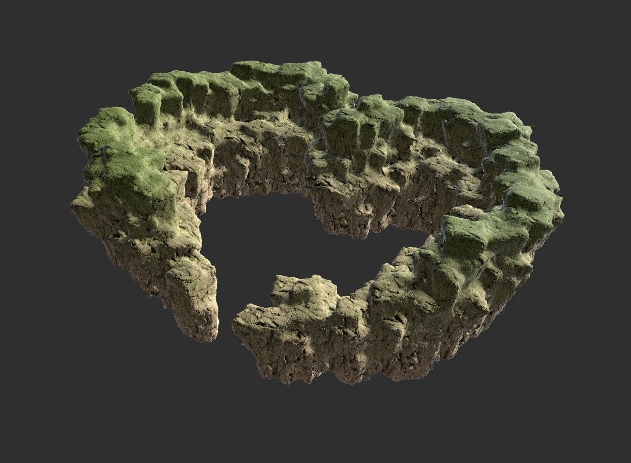 8k Love Hills heart shape terrain landscape 3D model_4