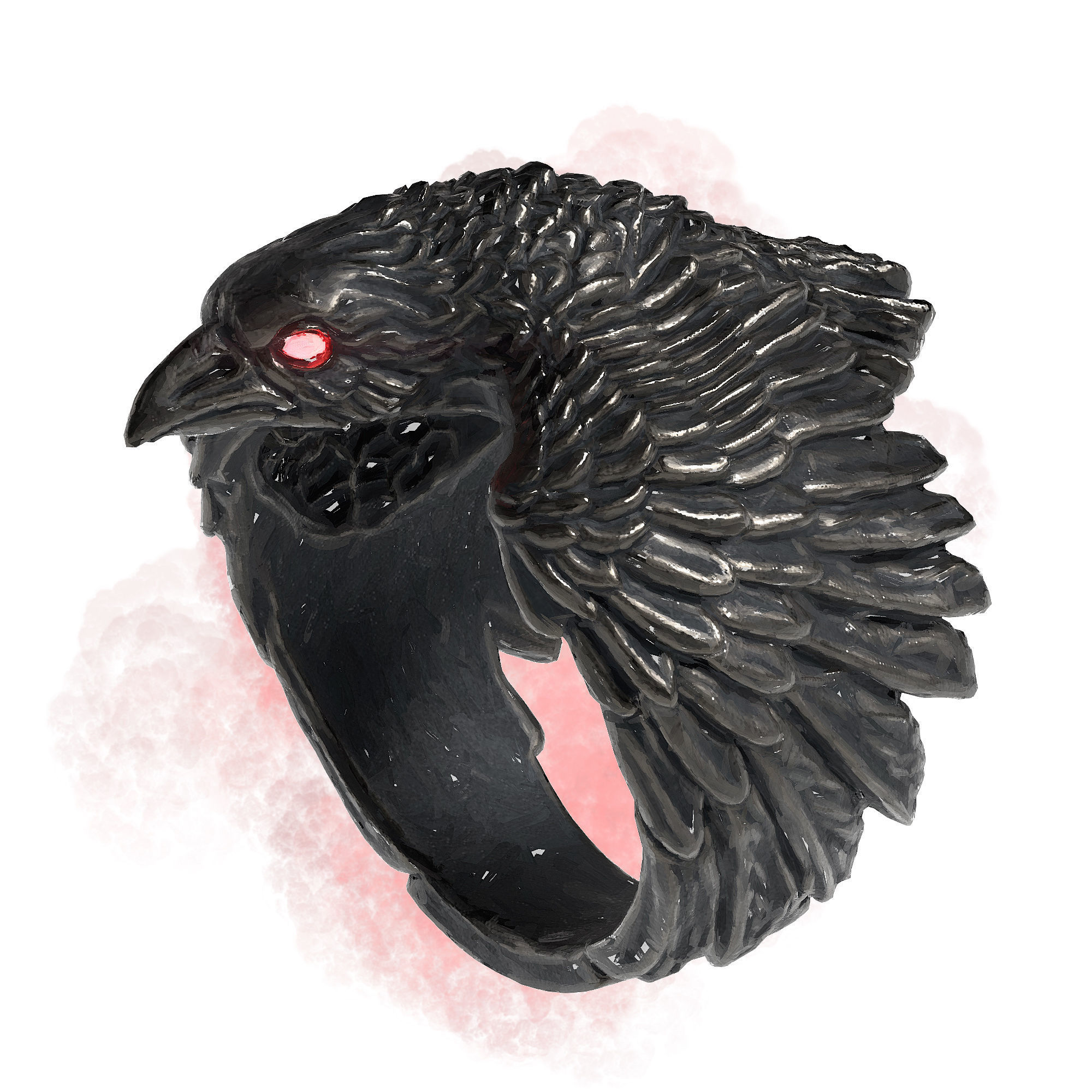 Ravens Eye Ring - Statement Ring - 3d Printable Prop 3D print model_3