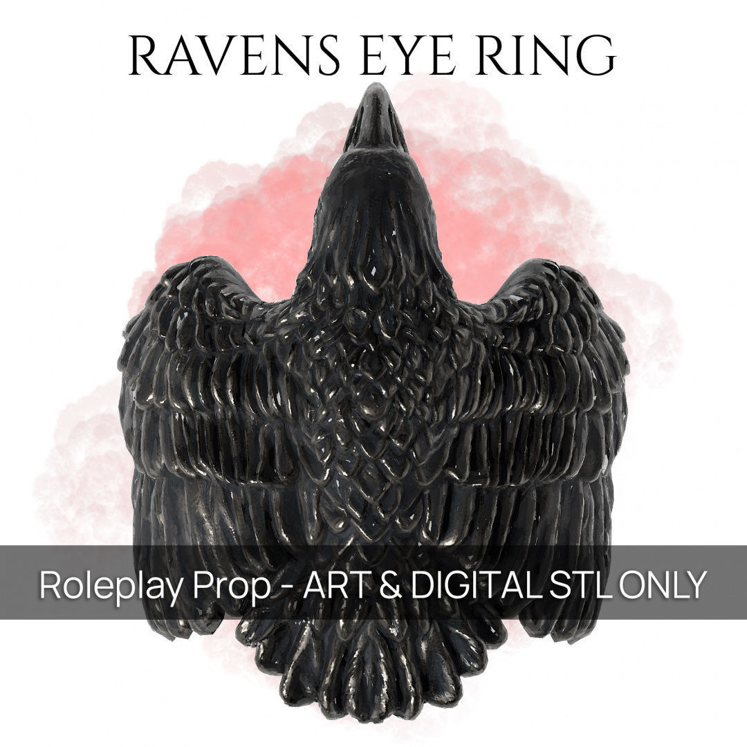 Ravens Eye Ring - Statement Ring - 3d Printable Prop 3D print model_2