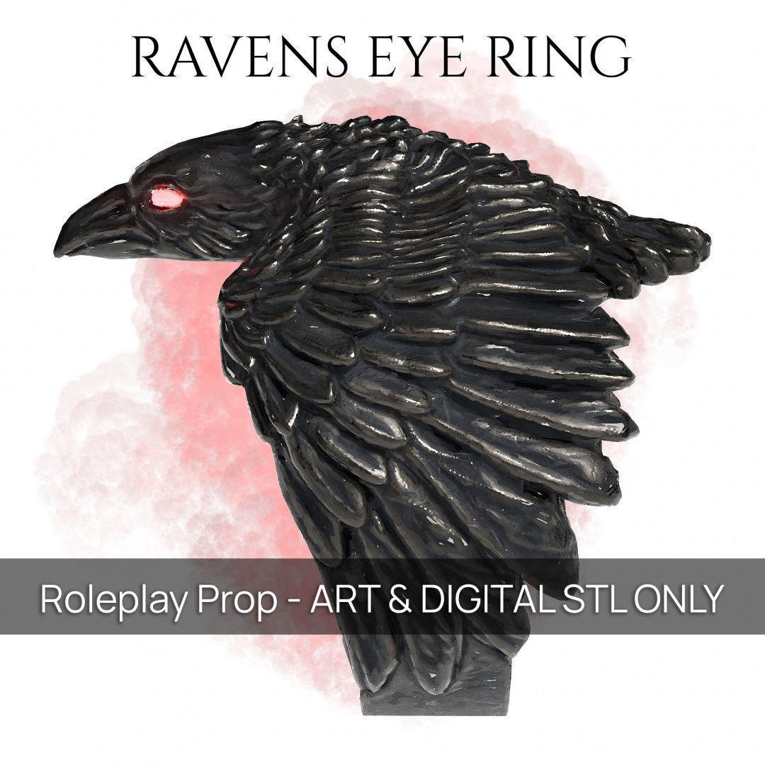 Ravens Eye Ring - Statement Ring - 3d Printable Prop 3D print model_1