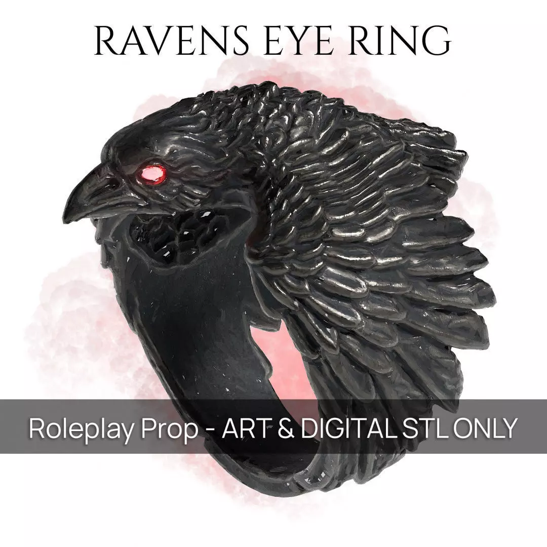 Ravens Eye Ring - Statement Ring - 3d Printable Prop 3D print model_0