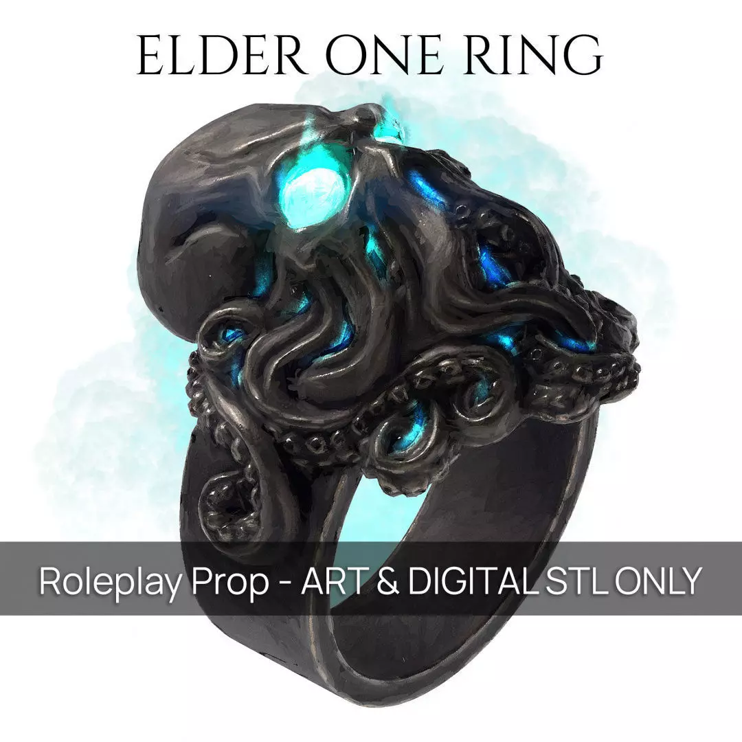 Elder One Ring - Cthulhu - Statement Ring 3D print model_0