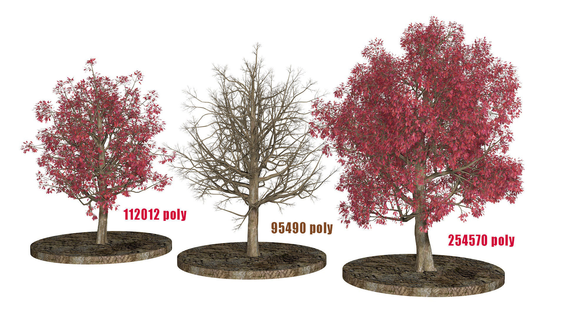 Three Pink trees v2 3D model_10