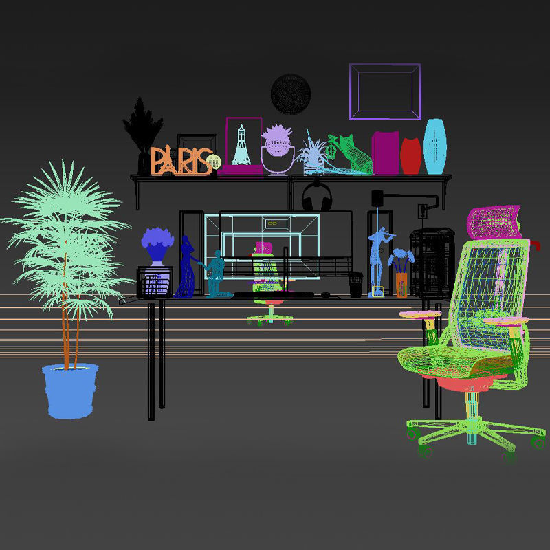 Full Gaming Desk Low-poly 3D model_8