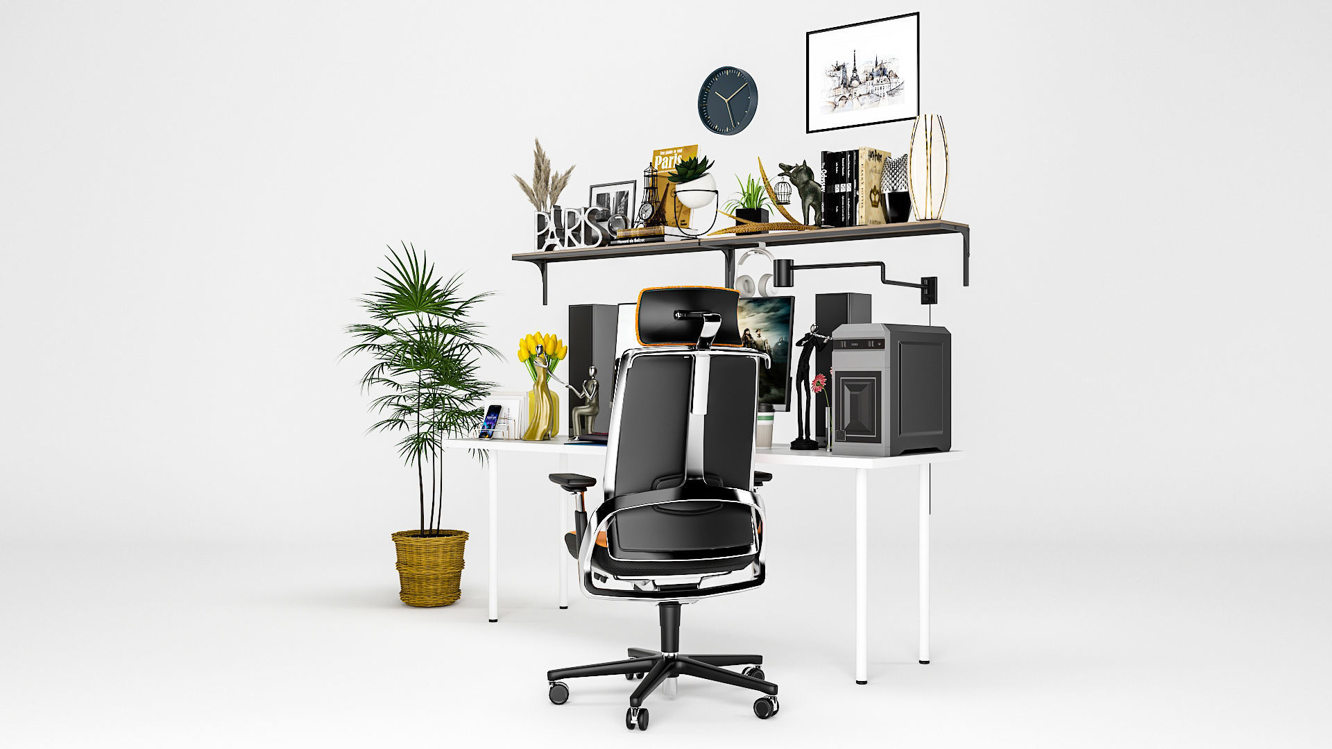 Full Gaming Desk Low-poly 3D model_7