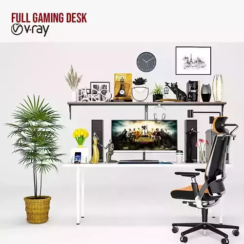 Full Gaming Desk Low-poly 3D model