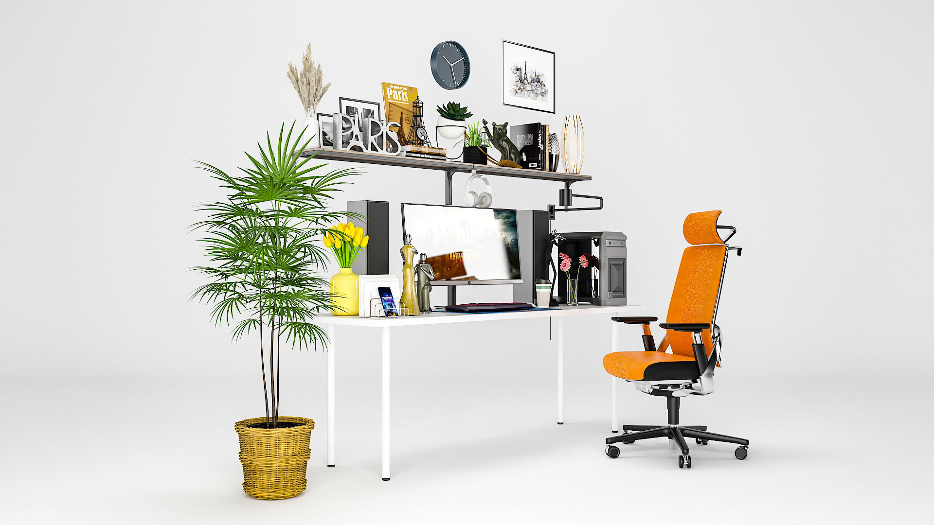 Full Gaming Desk Low-poly 3D model_2