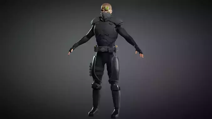 Future assassin  Low-poly 3D model