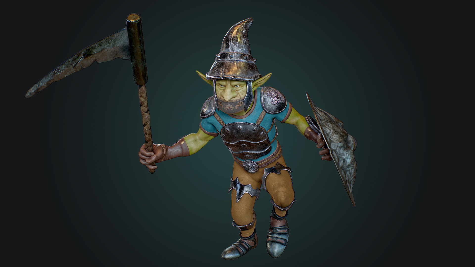Goblin1 warrior holding shield Low-poly 3D model_32