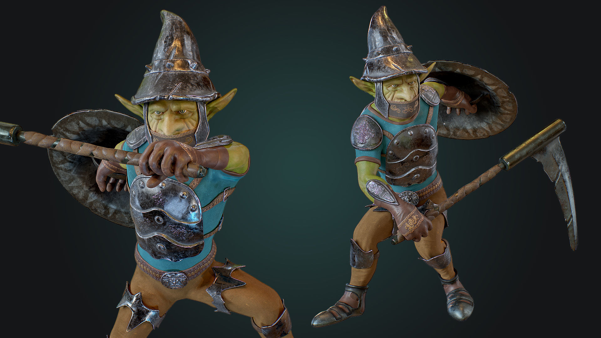 Goblin1 warrior holding shield Low-poly 3D model_6