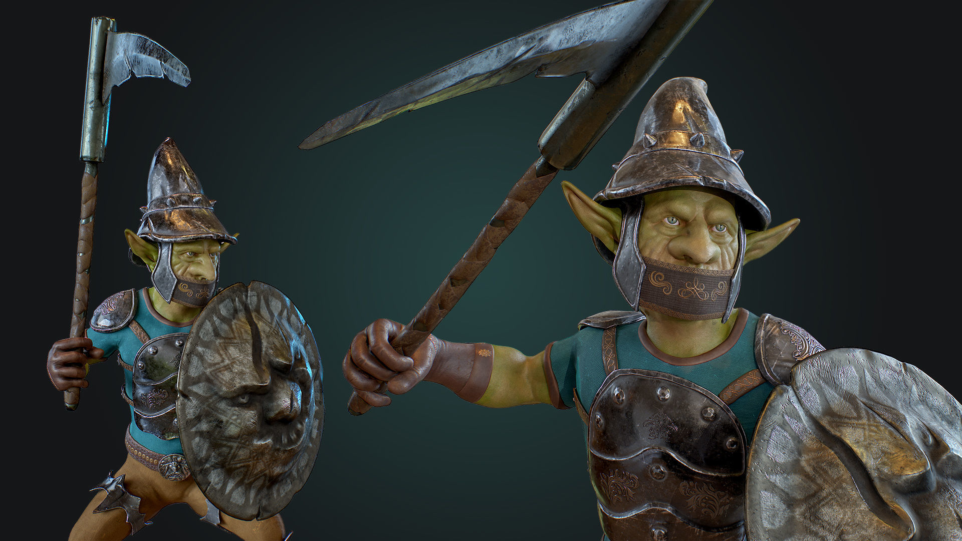 Goblin1 warrior holding shield Low-poly 3D model_3