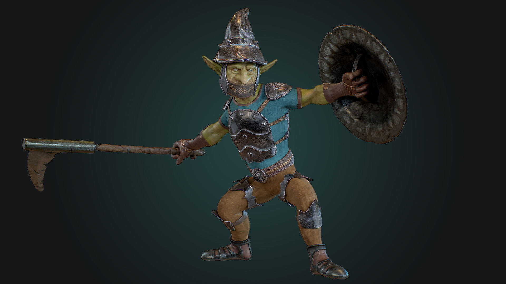 Goblin1 warrior holding shield Low-poly 3D model_31
